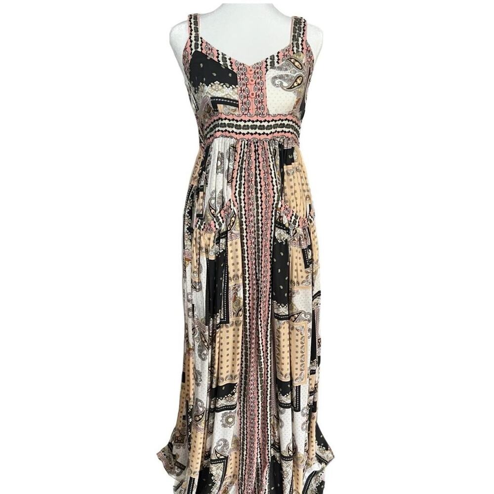 Matilda Jane Adventure Begins Pink Patchwork Paisley Boho Maxi Dress Size M